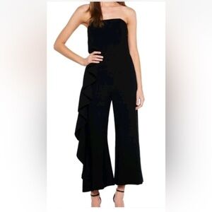 Bardot Black Carissa Side Ruffled Strapless Wide Leg Jumpsuit NWT Sz 6/8 Rt $130